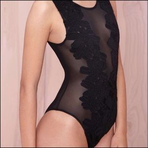 Nasty Gal Rehab Sheer & Lace Bodysuit